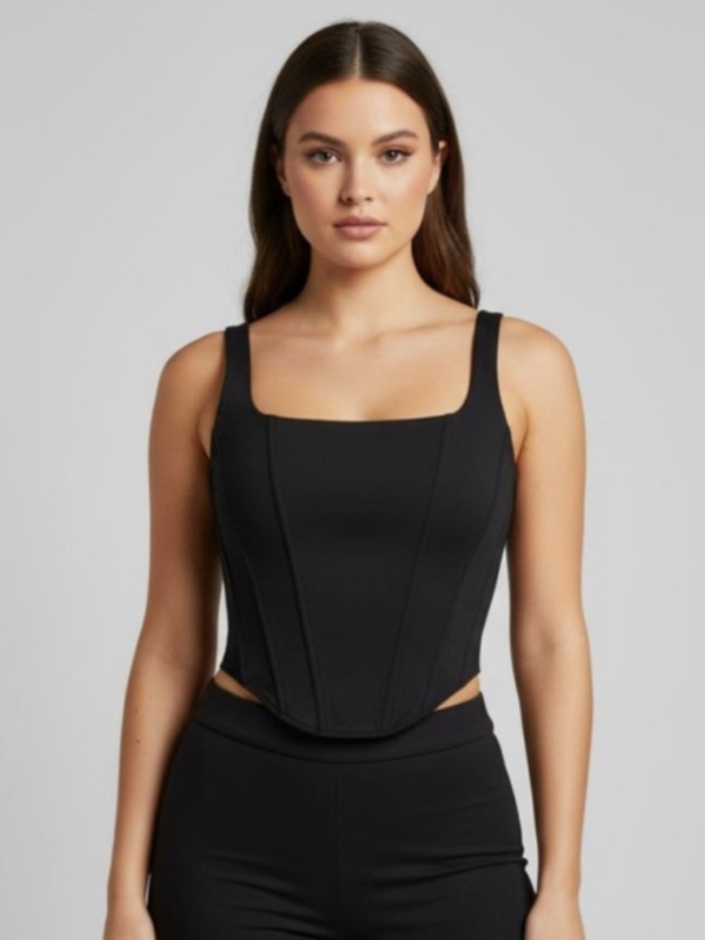 REORIA Black Sleeveless Bustier Adjustable Crop Tank Top Woman’s Size Small